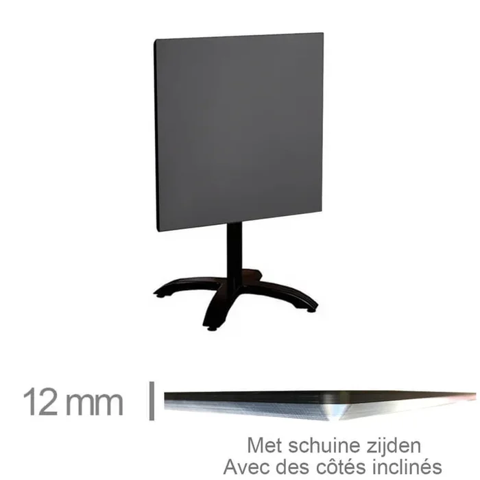 Table Avec Pied Pliable De Café, Restaurant Et Horeca – Compact Noir – 69×69 Cm