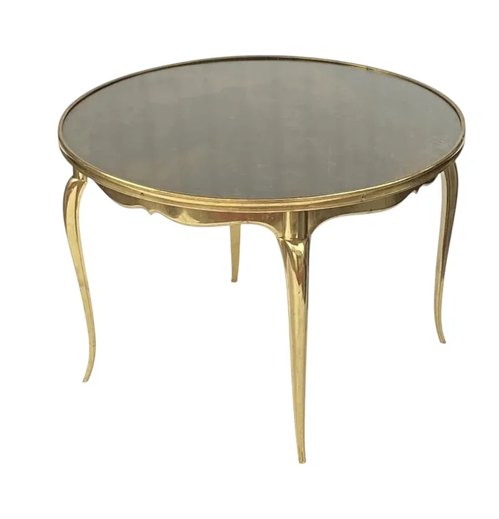 Table basse ronde en bronze doré – Maison Jansen circa 1960