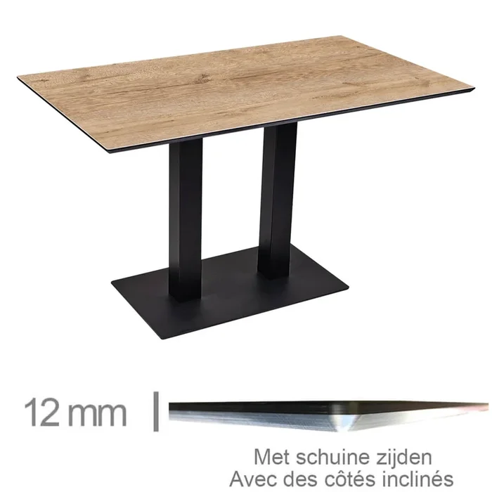 Table De Café, Restaurant Et Horeca – Compact Canyon Waterford Oak – 69×120 Cm Avec Pied