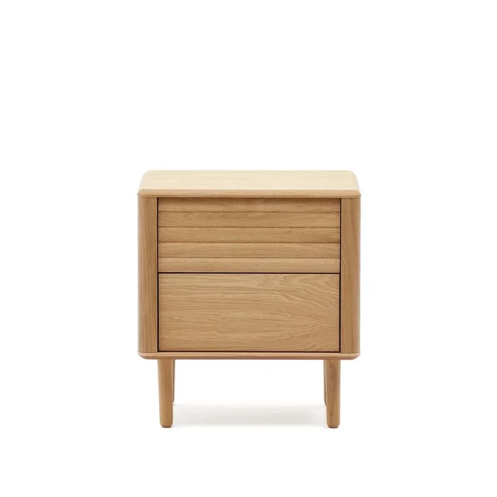 Table de chevet Lenon 2 tiroirs en bois et placage chêne 50 x 55 cm Crédit FSC MIX