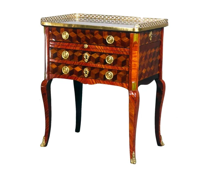 Table de salon en marqueterie de cube