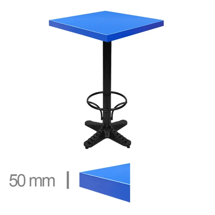 Table Haute De Café, Restaurant Et Horeca – Dublin Bleu – 60×60 – Hauteur 110 Cm Avec Pied