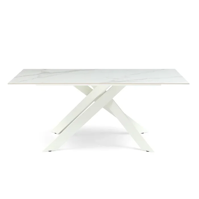 Table repas 180cm Céramique Arabescato mat blanc Cruise