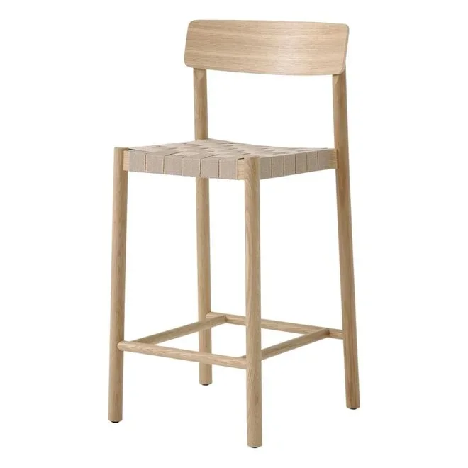 Tabouret de bar sangles naturelles 65 cm Betty TK12 en chêne & Tradition
