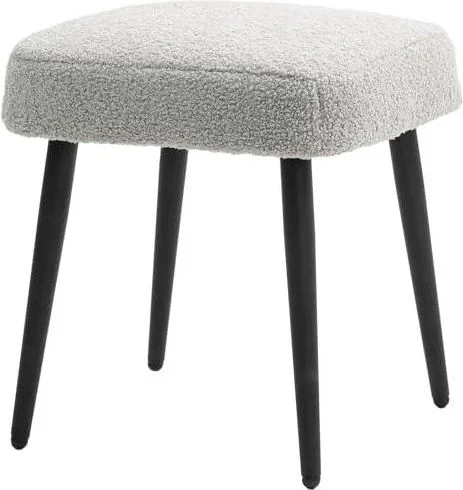 Tabouret de pied Tabouret de maquillage carré Repose-pieds avec aspect cachemire, pieds en acier, pour salon, chambre à coucher, gris clair, 42 x 42 x