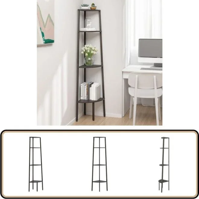 Tagère dangle 4 niveaux Noir 45,5×31,5×150 cm – Bibliothèque Dangle – Étagère Murale – Rangement Mural – Meuble Dappoint – Décoration Intérieure