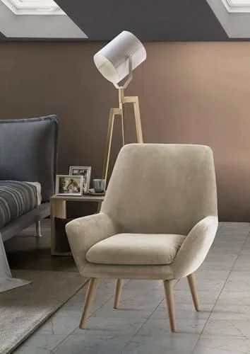 Talamo Italia – Fauteuil Annarita, fauteuil lounge design, 100% Made in Italy, fauteuil relaxant en tissu rembourré, 80x70h95 cm, Beige