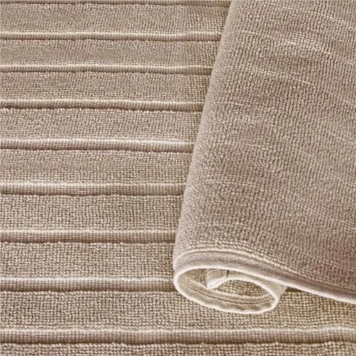 Tapis de Bain Jacquard 50 x 80 cm | 100% Coton, 800 g/m² | Extra Doux, Absorbant et antidérapant (Taupe Gris
