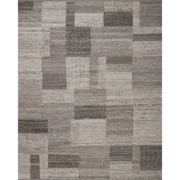 Tapis noué à la main charbon/colombe Manfred
