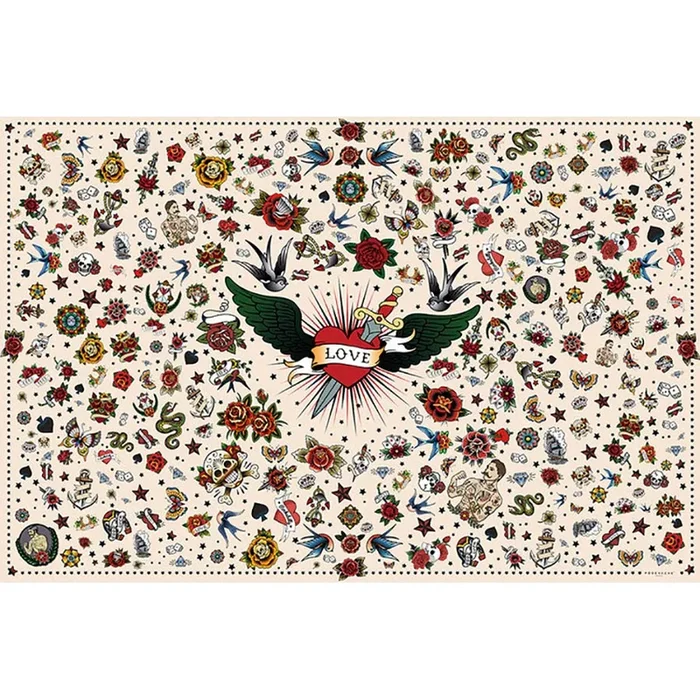 Tapis rectangulaire TATOUAGE LOVE – 66×99 cm – Vinyle – Pôdevache