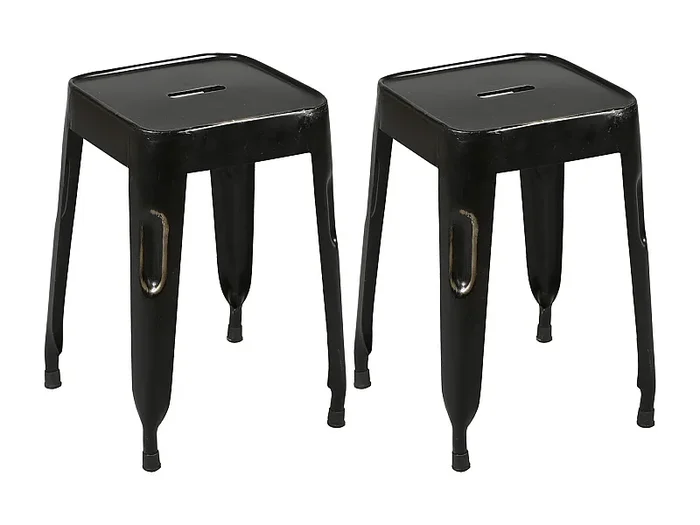 TOLGA – Lot de 2 Tabourets Noirs