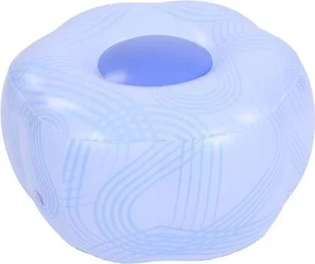 TOPINCN Tabouret Gonflable, Siège Gonflable Portable étanche à leau, Pouf Gonflable en PVC, Repose-Pieds Léger à Rayures Bleues pour Le Camping en Ple