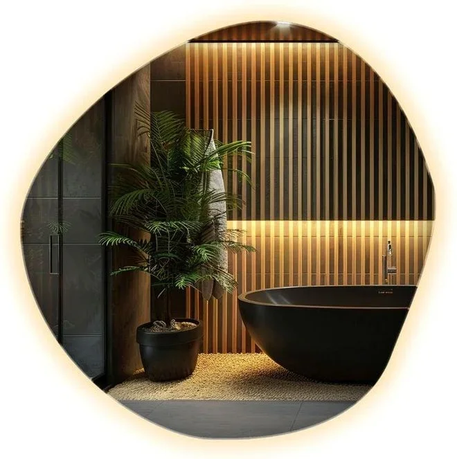 Tulup – Miroir lumineux de salle – Miroir led – Miroir avec éclairage (Chaude 3000K) – 97×96 cm – Miroir led rétro-éclairage