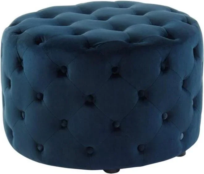 Vente-unique – Pouf fourca en velours – Bleu nuit