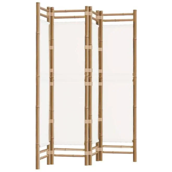 Vidaxl – Cloison de séparation pliante 4 panneaux 160 cm Bambou et toile Blanc