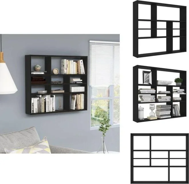 Vidaxl – tagère murale Noir 90x16x78 cm Bois dingénierie – Etagere Murale – Rangement Mural – Bibliothèque Murale – Meuble Mural – Décoration Murale