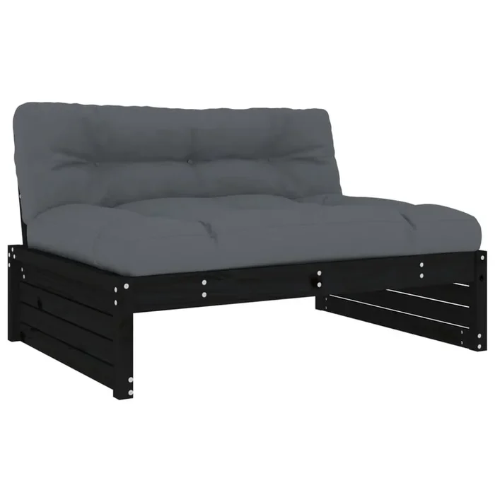 vidaXL Canapé central 120×80 cm noir bois de pin massif