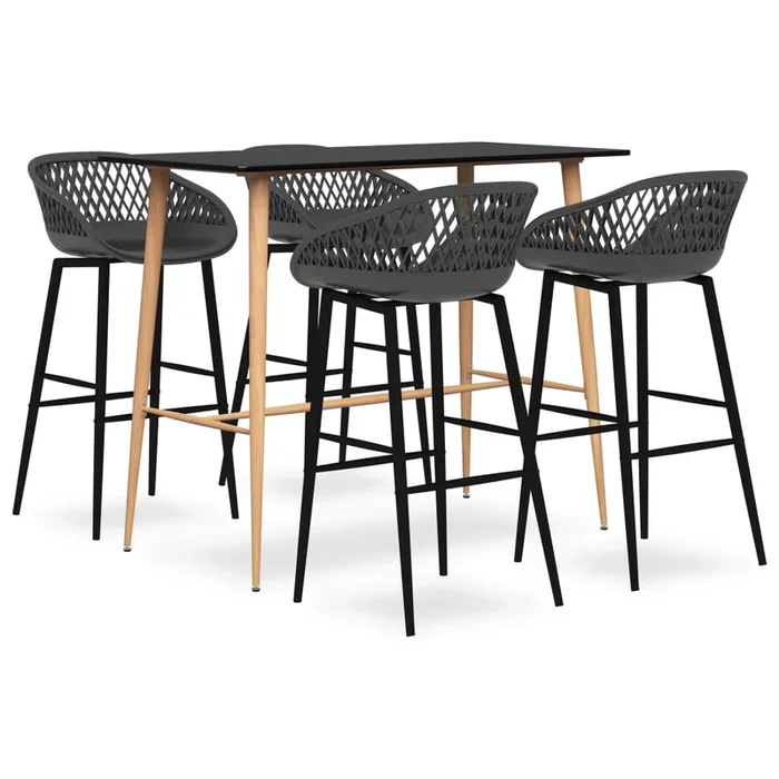 vidaXL Ensemble de bar 5 pcs Noir et gris