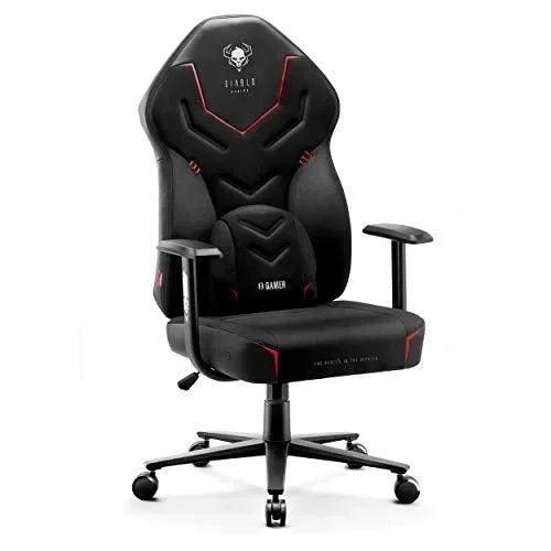 X-Gamer 2.0 Chaise Gaming Fauteuil de Gamer de Bureau Couverture en Tissu Design Ergonomique Coussin Lombaire Accoudoirs Confortables (Noir-Noir)