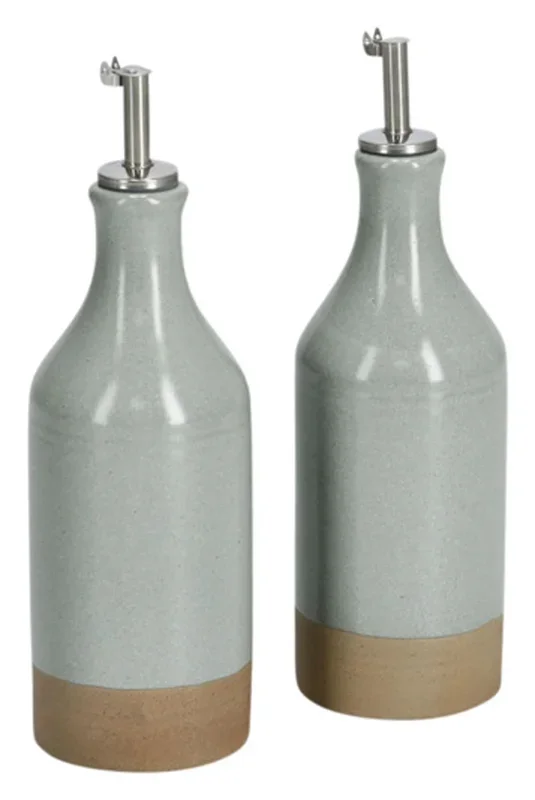ZELLER bouteille de vinaigre et d’huile en grès 420 ml ø 7×23,1 cm