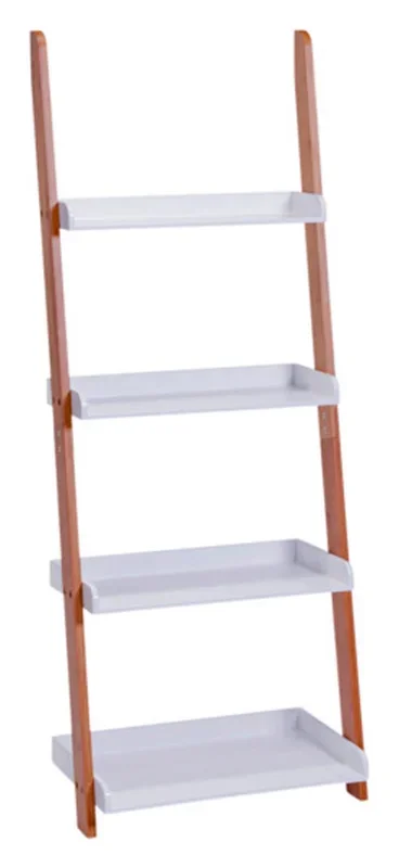 ZELLER étagère échelle 4 étagères bambou blanc 55x30x145 cm