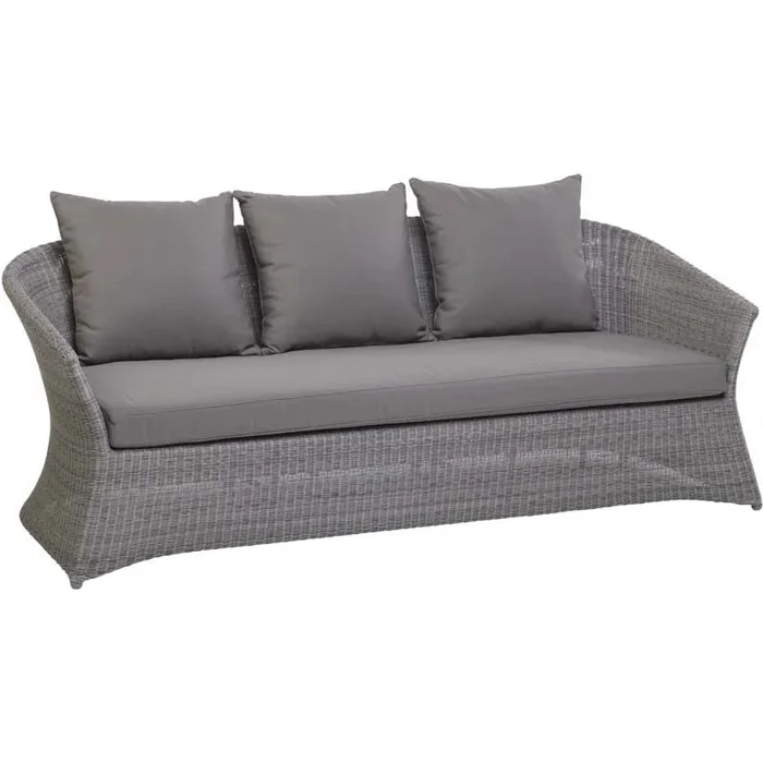 ZENITH CANAPE 3 PLACES RESINE GALET AVEC COUSSIN TISSU GRIS TAUPE T515